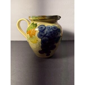Ceramiche Alfa Italian Grape Pitcher Hand Painted Pottery Italy 7.5"
